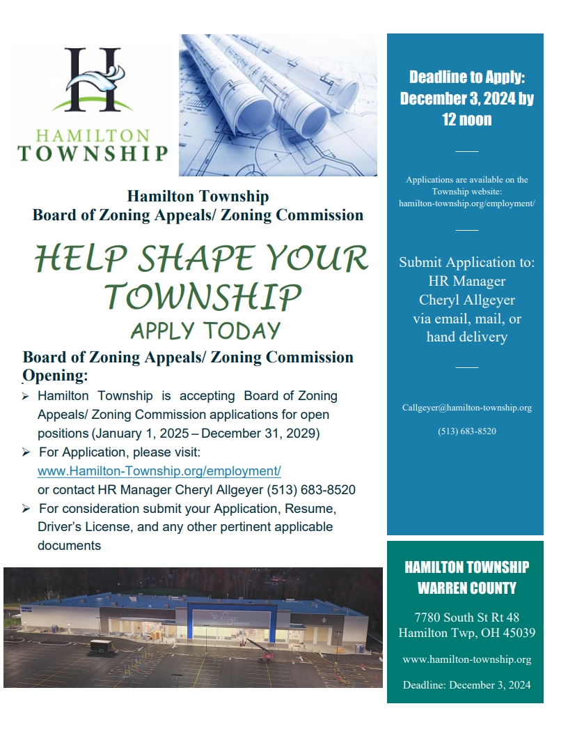 Now Hiring Board of Zoning Appeals and Zoning Commission